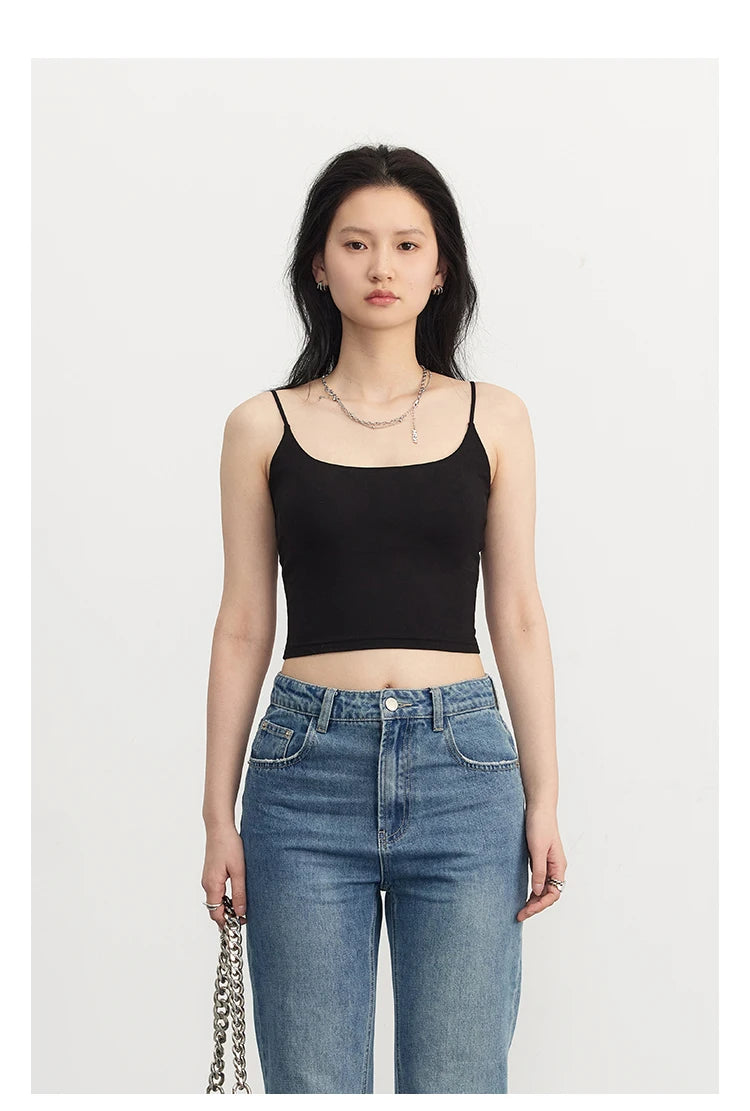 CHIC VEN Women's Tanks New Loose Short Camis Sleeveless Solid Crop Top Woman Clothing Spring Summer 2023