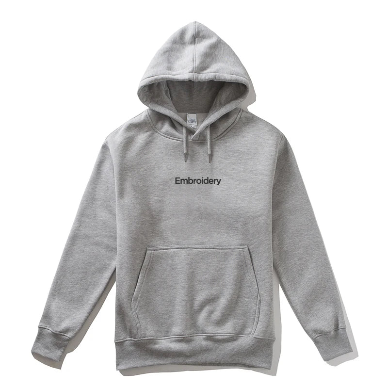 Top Quality Custom Embroidery Cotton Hoodie Your Design Brand Company Logo Text Men Womens Thick Fleece Warm Sweatshirt 350gsm