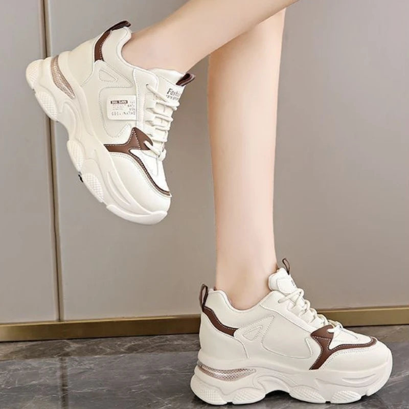 Women Thick Bottom Ultra-light Sneakers New Spring Autumn White Sports Shoes Casual Woman Comfort Breathable Running Shoes