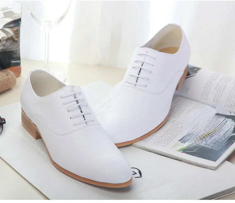 Luxury White Wedding Shoes for Men Genuine Leather 2026 Handmade Designer Brand Fashion Autumn Quality Formal Social Shoes Man