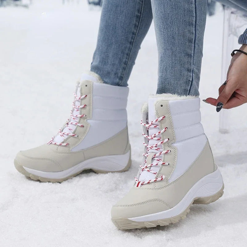 Women Platform Boots Winter Walking Shoes for Woman Plush Keep Warm Thigh High Boots Outdoor Winter Snow Black Ankle Boots 2025