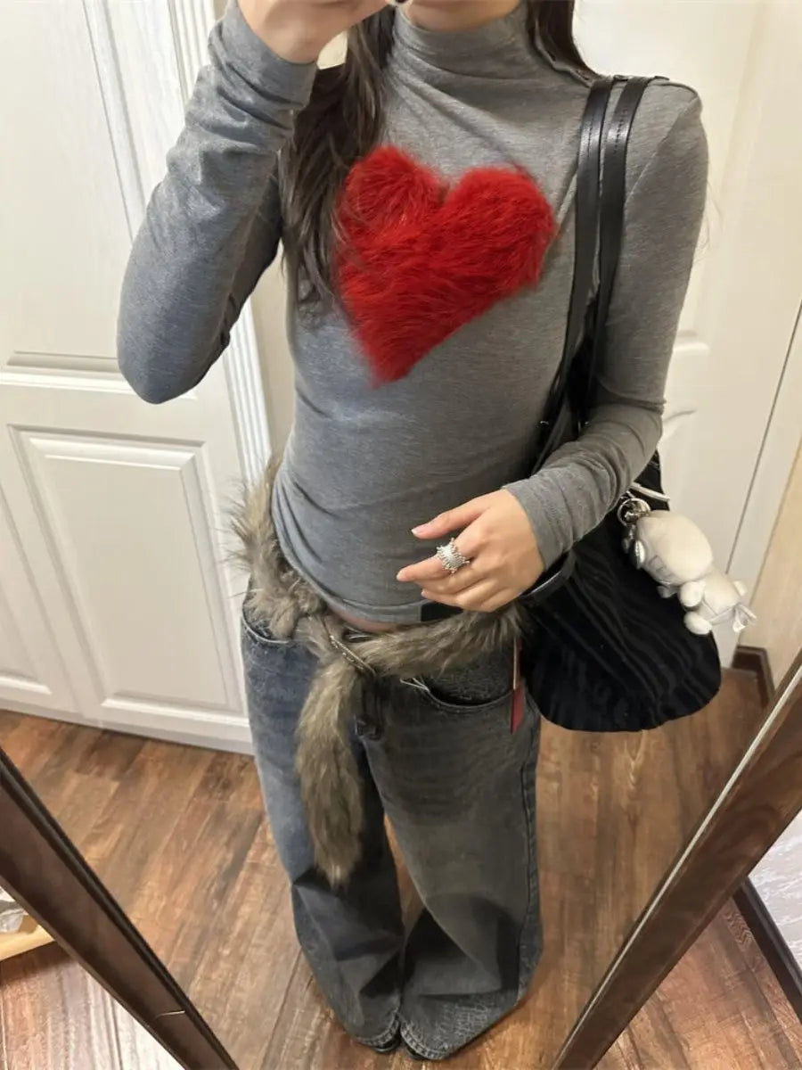 Suburban Vintage Sexy Girl Heart-shaped Sleeveless T-shirt
