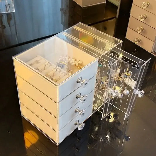 Dustproof Jewelry Display Stand Earring Bracelet Ring Holder Storage Box Plastic Material for Home Garden Decoration