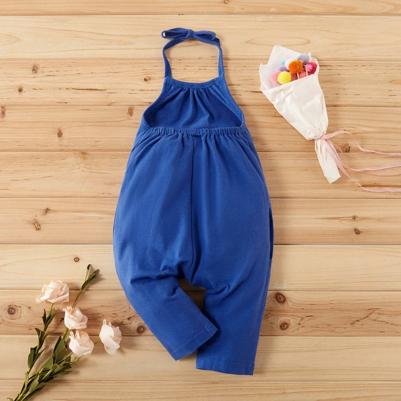 New Fashion Kids Baby Girls Strap Cotton Romper Toddler Sling Jumpsuit Harem Trousers Lace Up Sport Casual Loose Summer Clothes