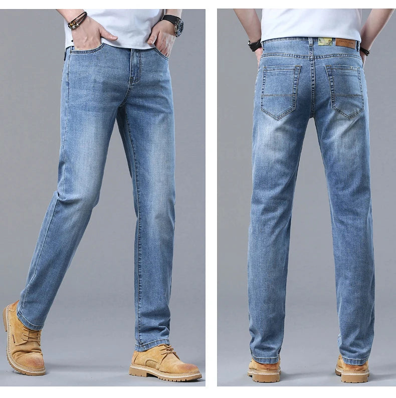 2026 Thin or Thick Material Slim Fit Men's Luxury Classic Style Men Jeans Business Stretch Denim Male Trousers Clothing