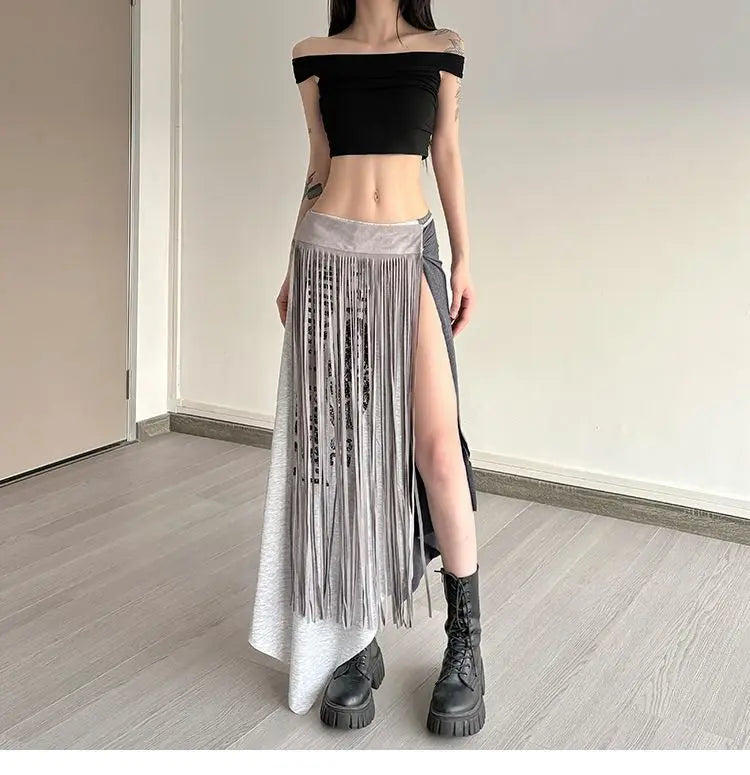 2026 Summer Fashion New Women's Street Style American Style Half Skirt Irregular Split Letter Sexy Hot Girl Half Skirt