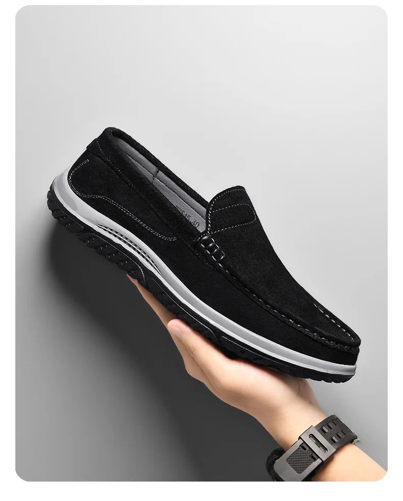 Men's Suede Casual Leather Shoes Fashionable Breathable Comfortable Driving Shoes Men Shoes