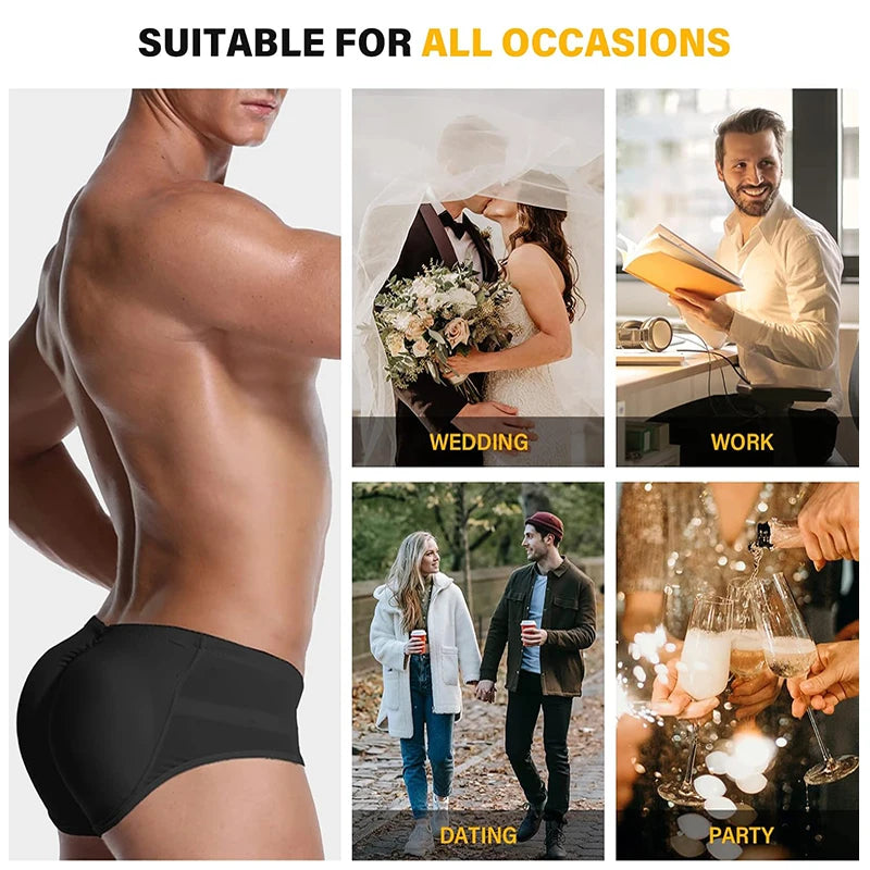 Mens Butt Lifter Padded Briefs Removable Pad Hip Enhancer Shaper Men Control Panties Underwear