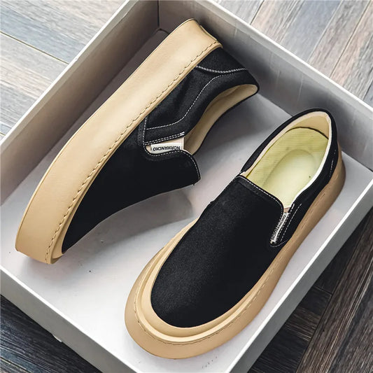 New Arrival Low Price Mens Breathable High Quality Casual Shoes Solid Color Canvas Casual Shoes Slip On Men Fashion Flats Loafer