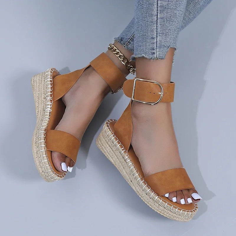 Women's wedge sandals comfortable optical sole large size spring and summer women's shoes hot sale 2024