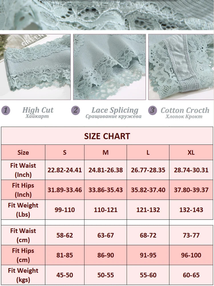 6PCS/Set Sexy Lace Cotton Panties Women Brazilian Panties Ladies Sexy Low Waist Elastic T-Back Bikini Solid Soft Lingerie S-XL