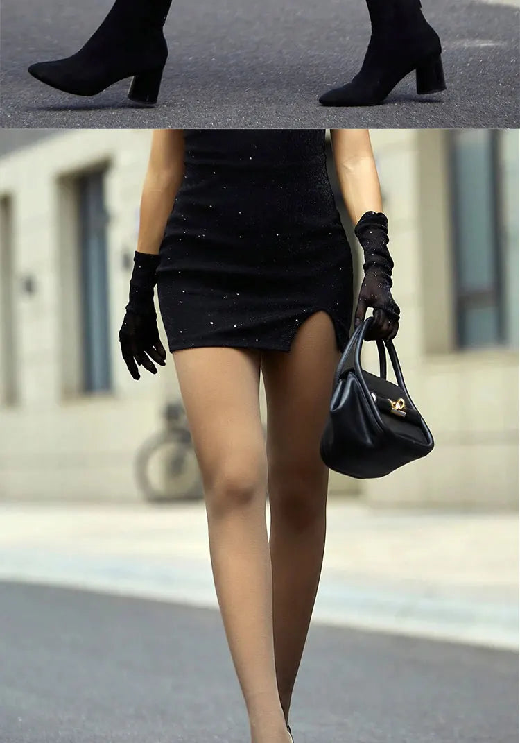 Women Fleece Lined Leggings Winter Thermal Sheer Tights Feeted Pantyhose Fake Translucent Thick Warm Booty Lifting Leggings New