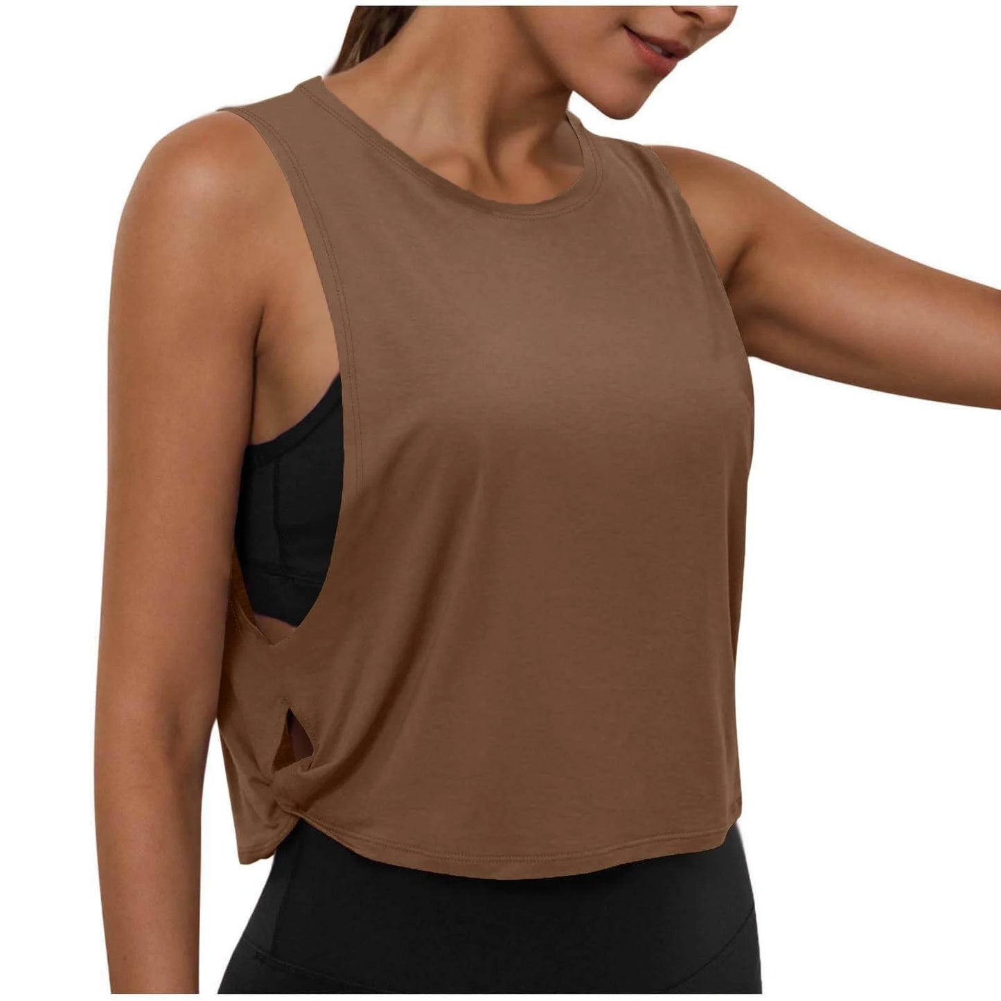 Women Sleeveless Yoga Top Breathable Gym Vest Tank Crop Top Running Tee