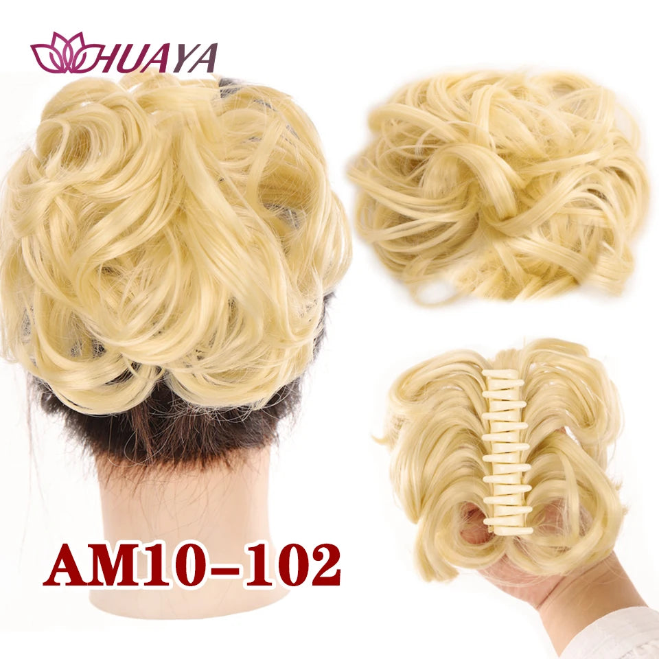 Synthetic Hair Bun Chignon for Women Messy Bun Hair Piece Tousled Updo Hair Extensions With Claw Clip Curly Hairpins Black Brown