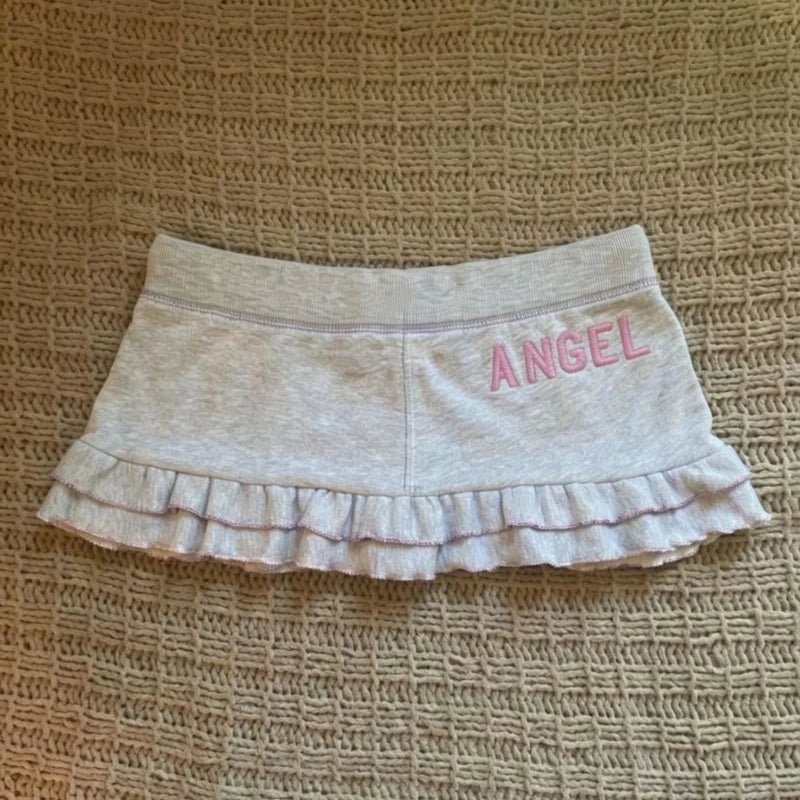 Summer American Vintage Casual Sweet Skirts Y2K Ruffle Sexy Spicy Girl Mini Skirts Fitted Chic Preppy Style Daily Female Clothes