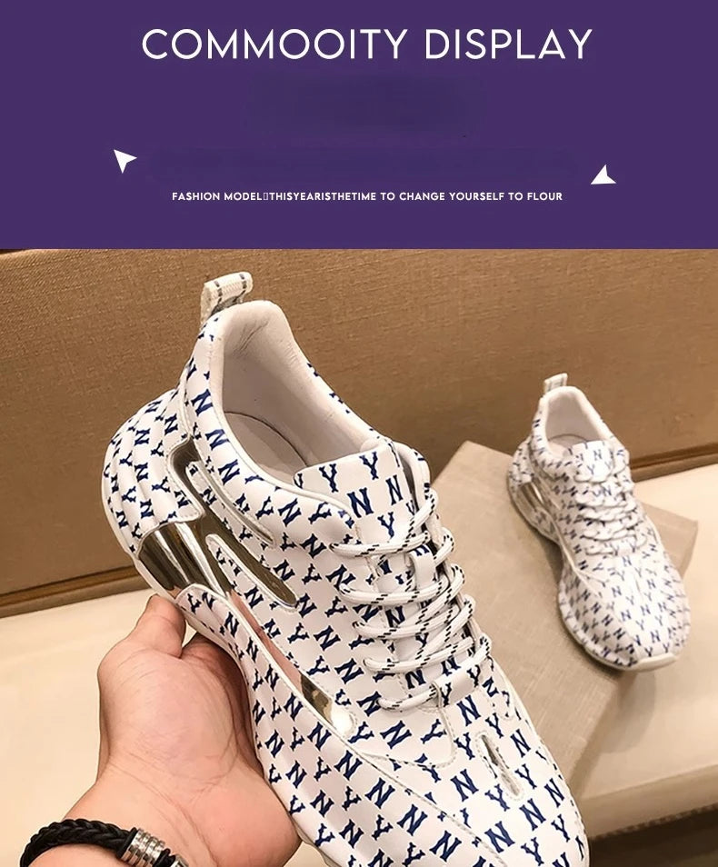 Brand Men Sneakers Fashion Print Casual Shoes Men Breathable Lace Up Running Shoes Luxury High Quality Men Sport Shoes 2026 New