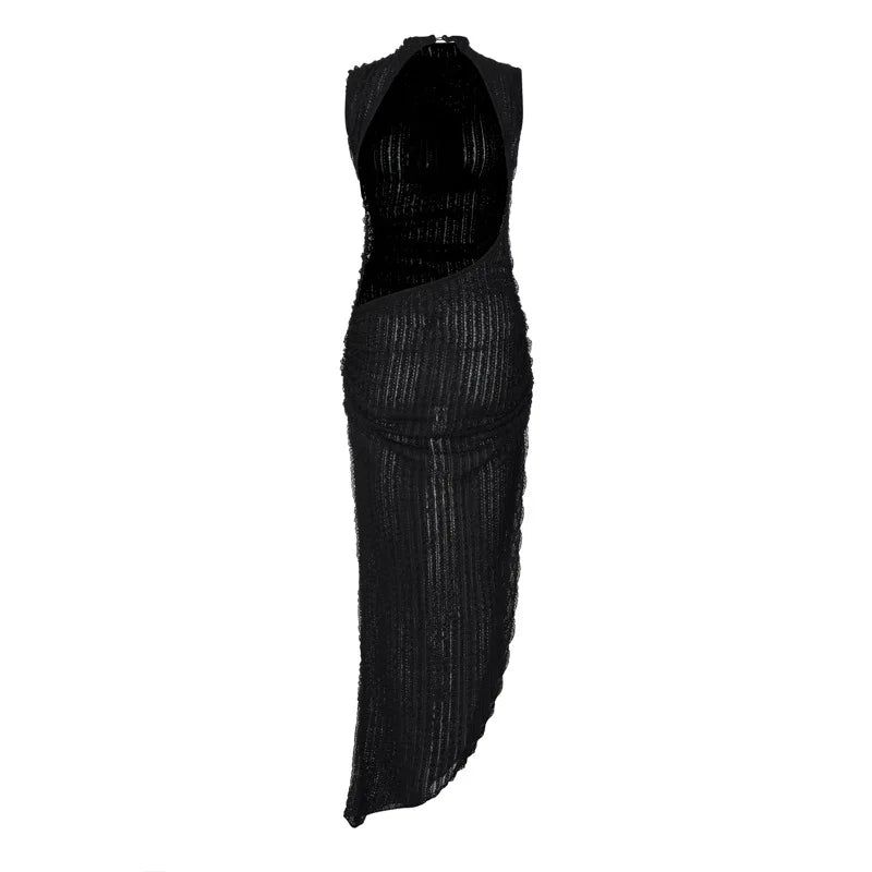 American Fashion INS Style Women's Top Women's Sexy Slim Fit Dress Summer Women's Hollow Out Sleeveless Dress