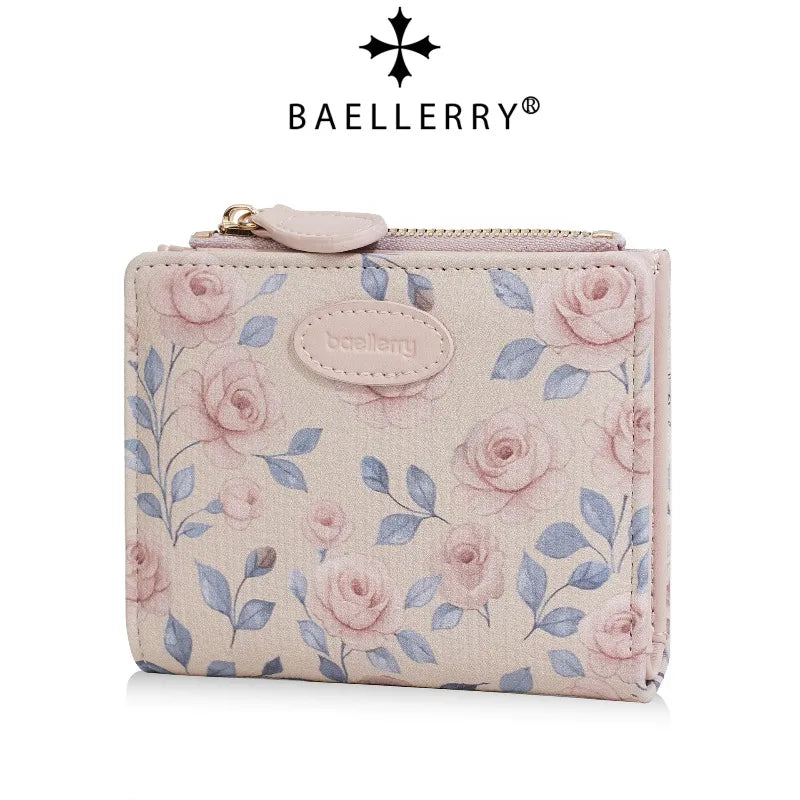 Baellerry Cute Cartoon Girl Wallet PU Leather Card Holder Coin Purse Photo Album for Students Birthday Gift for Daughters