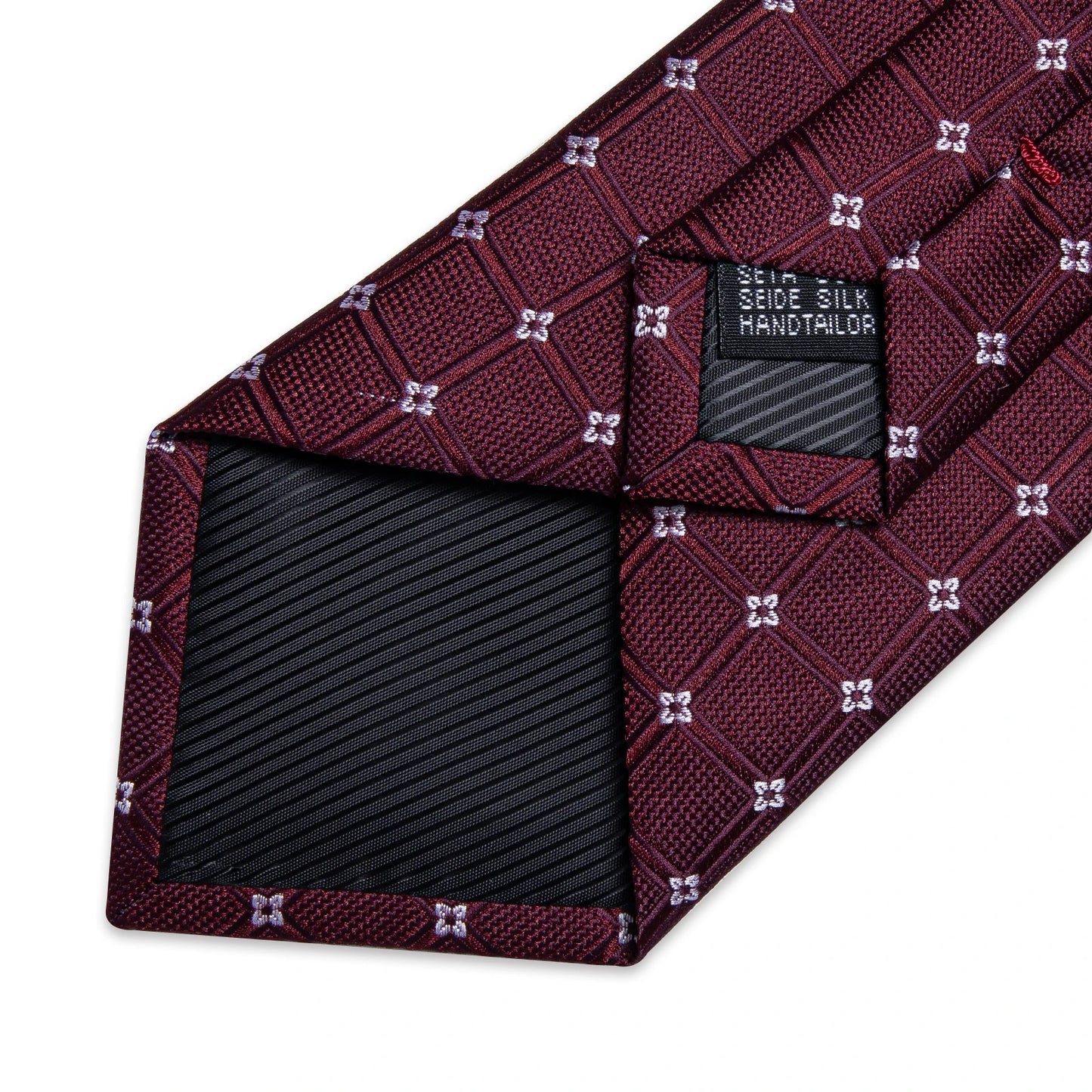 Dark Red Plaid Silk Ties for Men Classic 8cm Business Wedding Party Accessories Pocket Square Cufflinks Gift DiBanGu Dropship BAZAARHUBO