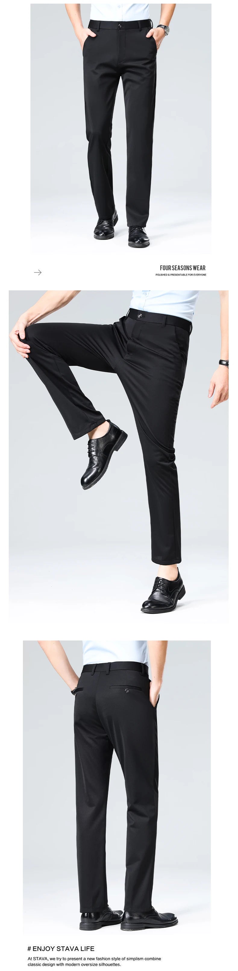 29-42 Men's Summer Pants Thin Straight Stretch Casual Pants with No Trace No Ironing Fabric Silky and Cool Feeling