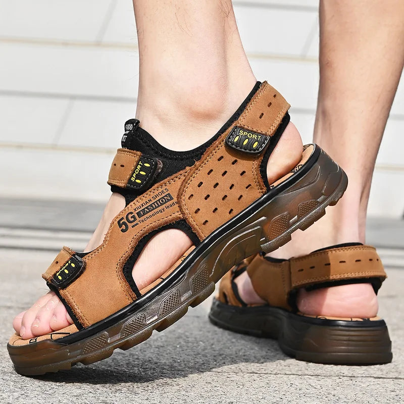 2023 Men Sandals Leather Men Summer Shoes Man Casual Comfortable Barefoot Sandals Men Pentoufle Homme Summer Sandals Men