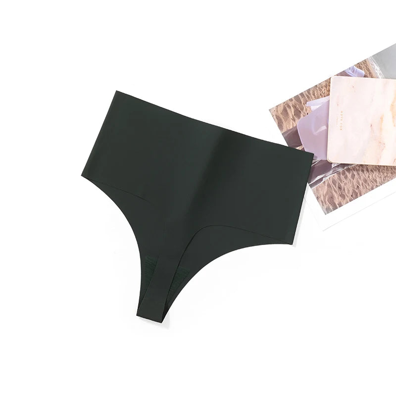 BZEL High Waist Women's Panties Seamless Thongs Silk Satin Plus Size Female Underwear Sexy Lingerie Fashion G-Strings Hot T-Back