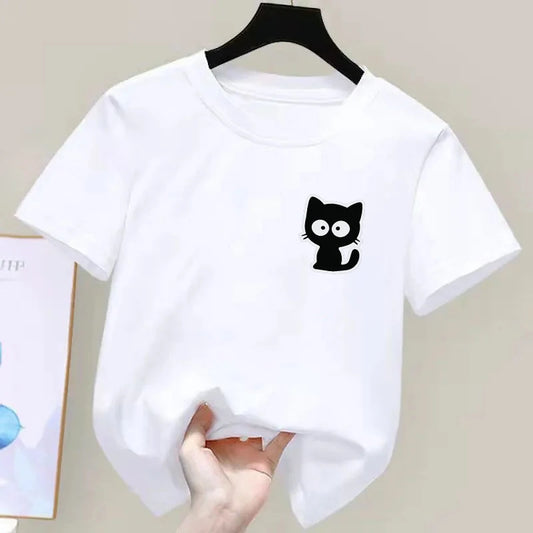 Kids Casual Printing O-neck Short Sleeve T-Shirt Summer Trend All-match Cartoon Pullover Top Tee Boys Girls Clothes