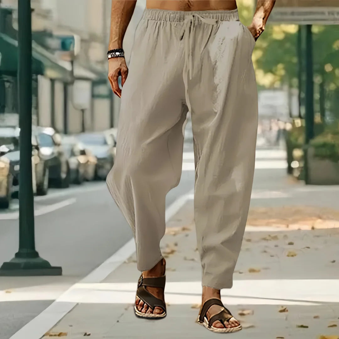 2025 New Fashion Mens Linen Wide Pants Trousers Oversize Sports Streetwear Male Spring Yoga Pants Casual Men Clothing Sweatpants
