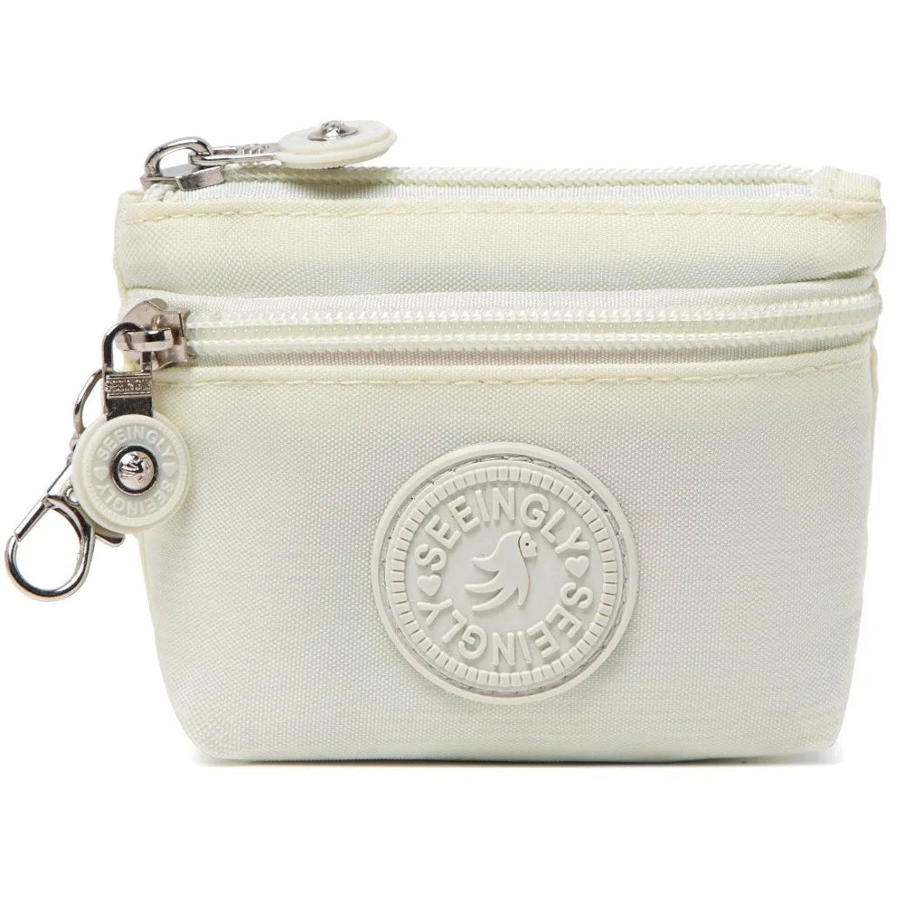 New Solid Color Women Wallet Nylon with Keychain Coin Purse Waterproof Zipper Clutch Ladies