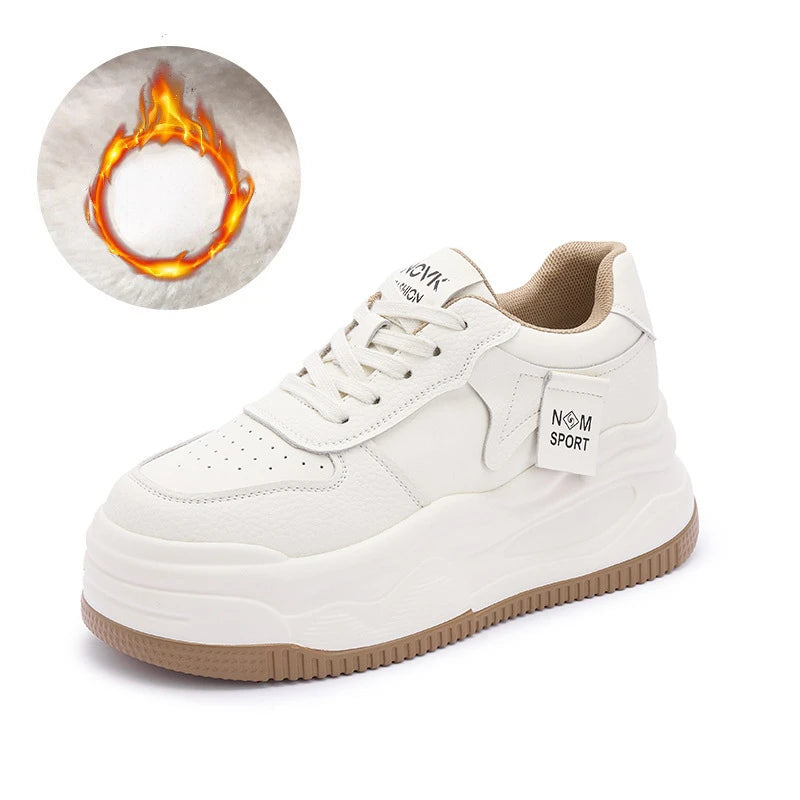Fujin 8.5cm Genuine Leather Women Vulcanize Chunky Sneakers Women Summer Hidden High Heels Platform Wedge Summer Mesh Shoes