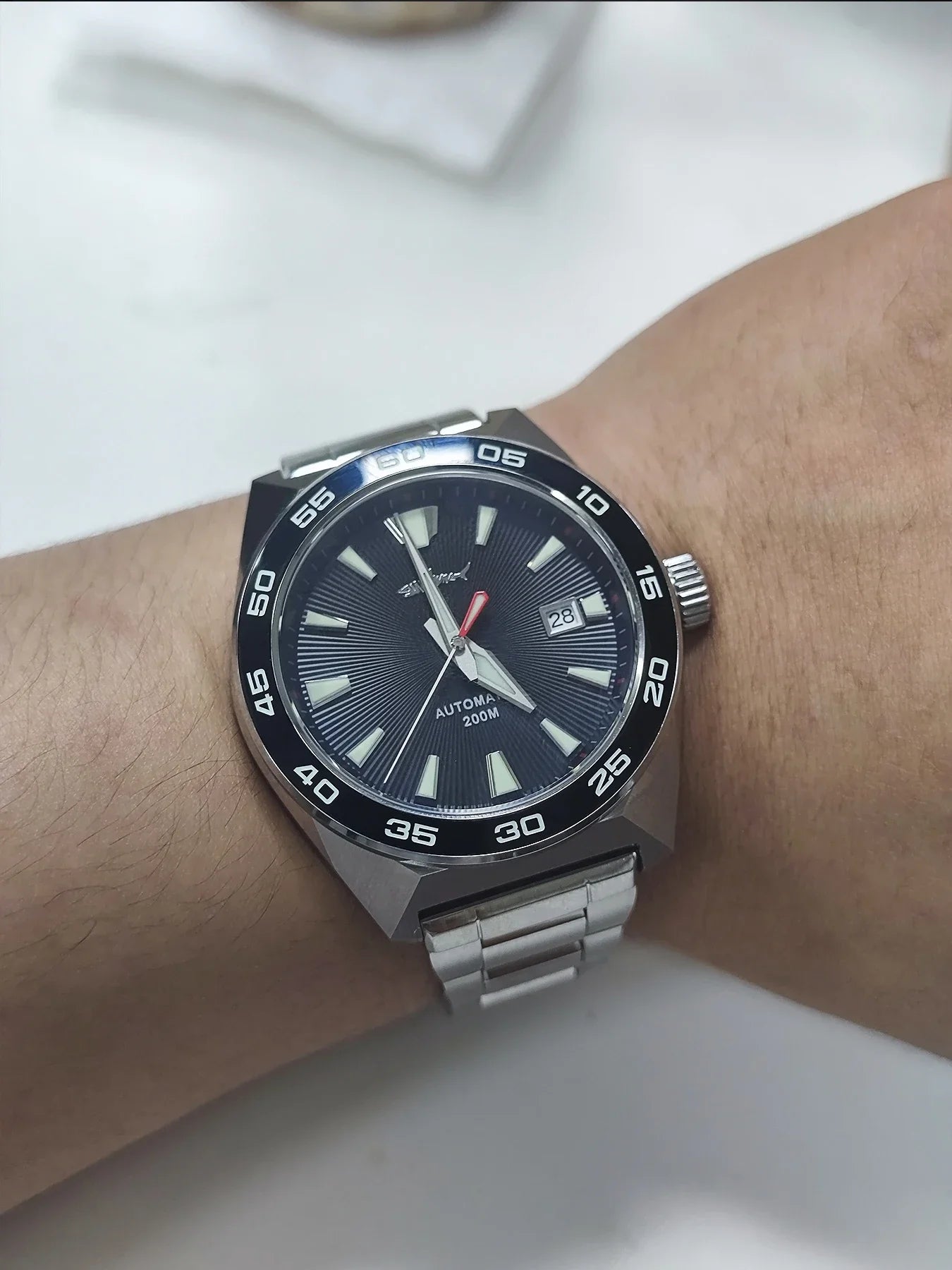 Heimdallr Monster Diver Watches NH35 Automatic Mechanical Frost Blue Dial Sapphire Crystal 200m Waterproof Luminous Men Watches