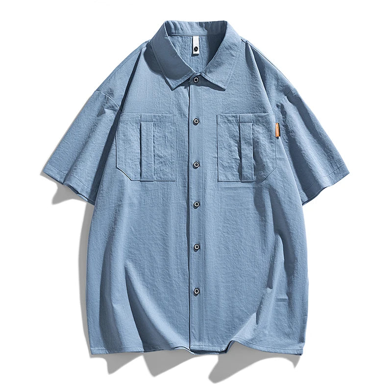 Men Shirt Short Sleeve Stripe Summer Hip Hop Oversize 6XL 7XL 8XL Plus Size Casual Plaid Streetwear Loose Pocket High Quality