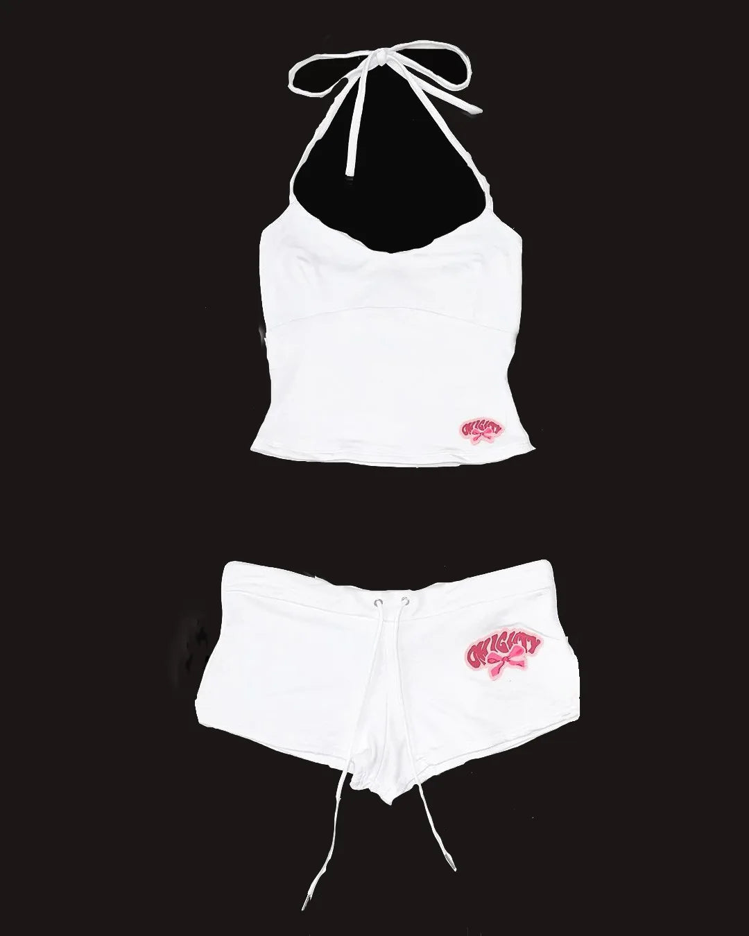 Summer New Y2K Camisole+Ultra Short Pants Set, American Sexy Trend Letter Print Contrasting Spicy Girl Outfit