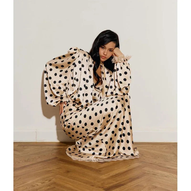 Polka Dot Polka Dot Skirt 2 Piece Set Women Elegant Scarf  Long Sleeve Shirts Suit Spring Lady Fashion Commucate Outwear 2026
