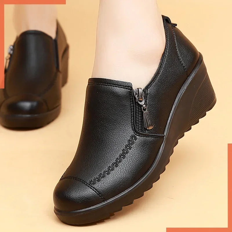 2025 New Women's Shoes Fashion Womens High Heels Shallow Wedges Moms Shoes Summer Breathable Casual Shoes Zapatos Para Mujeres