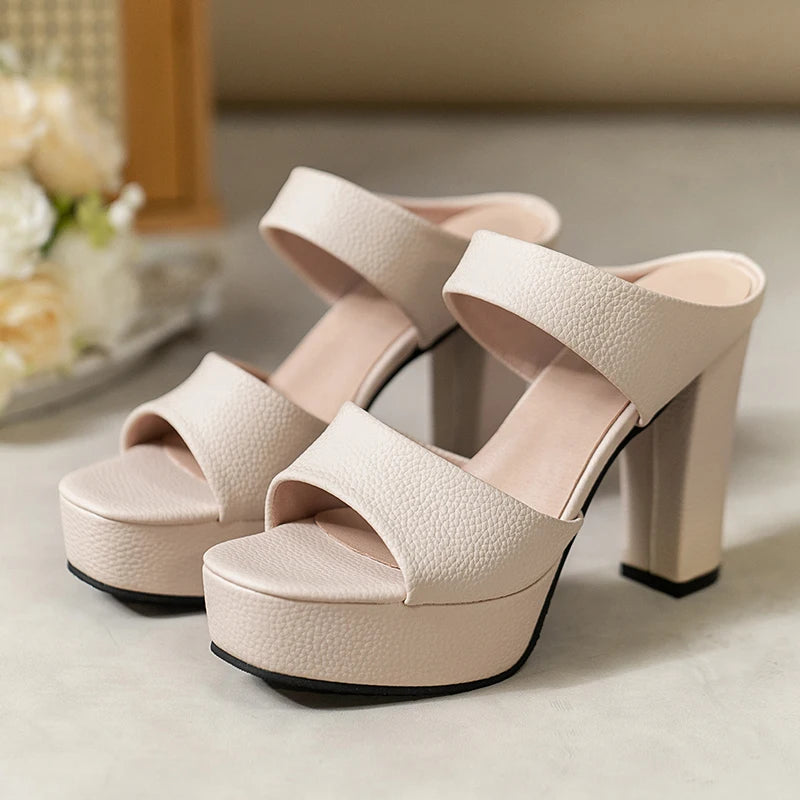 Aphixta Platform Slides 10cm Super High Heels Sandals Summer Woman Shoes Elegant Party Slides Shoes Sexy Outside Heels Size 42