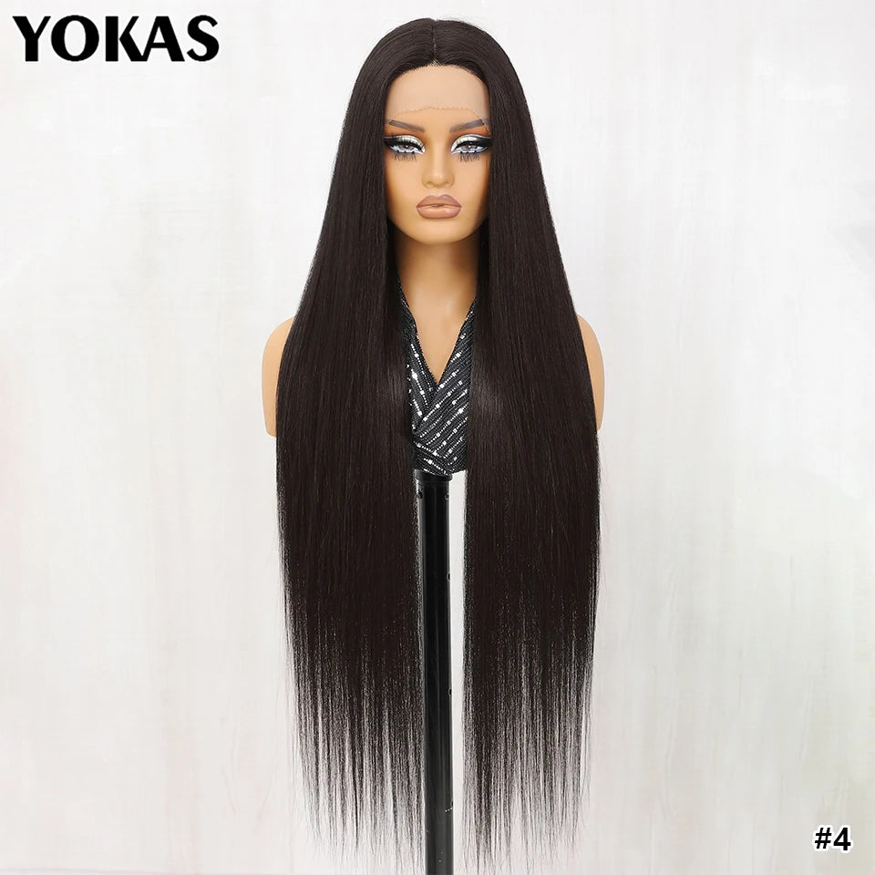 30 Inch Lace Frontal Wig Synthetic 13X6 Straight Hair Lace Wig For Afro Women High Temperture Fiber Blond Women Lace Frontal Wig