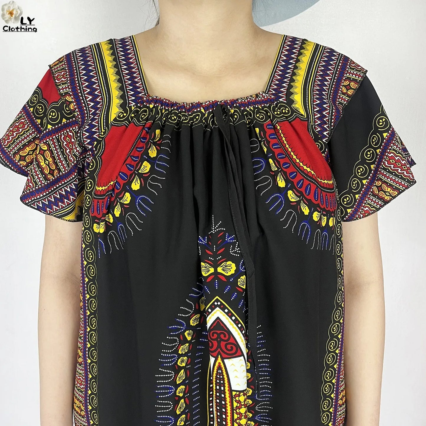 New Style African Abaya Summer Fashion Short Sleeve For Women Dress Cotton Boat Neck Loose Caftan Dubai Islam Femme Elegant Robe
