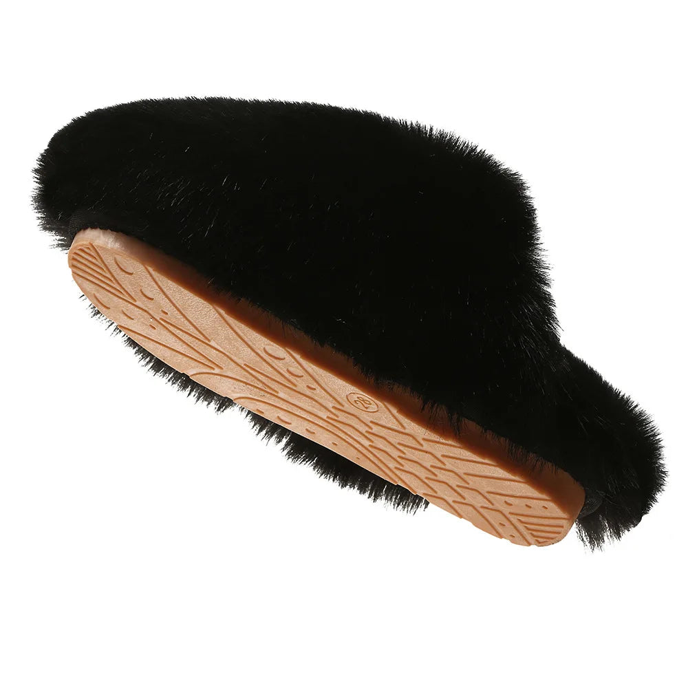 Ladies Winter High Quality Fox Fur Slippers Women Warm Fur Slides Girls Luxury Furry Slippers Soft Comfortable Home Cotton Shoes
