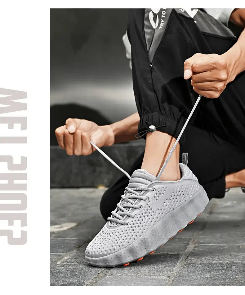 2026 Men's summer lightweight sports shoes, fashionable solid color versatile casual lace up  men's shoes