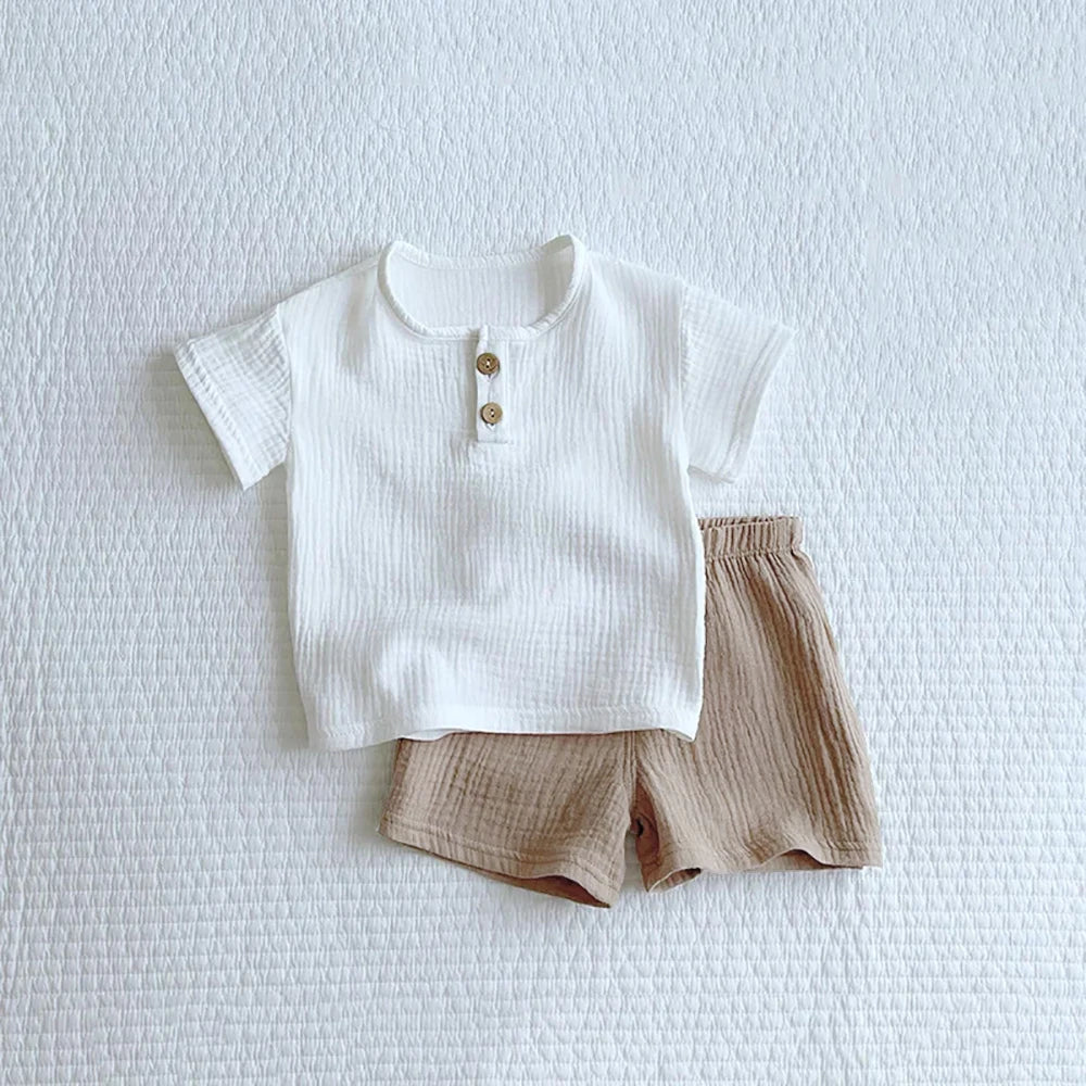 Fashion Kids Clothes Suit Summer Casual Organic Cotton Kids Tshirt + Shorts Toddler Baby Short Sleeve Outfits