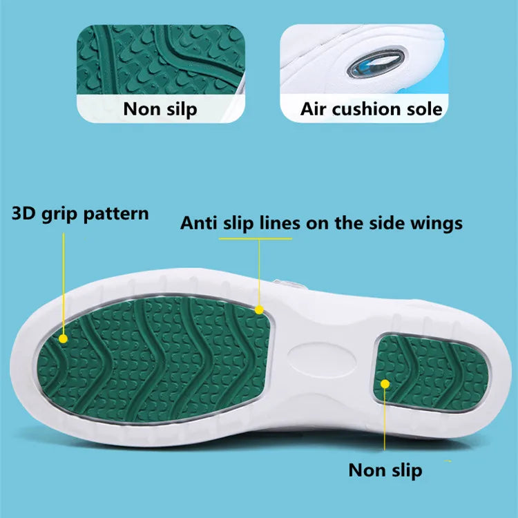STRONGSHEN Women Platform Wedges Casual White Shoes Soft Nurse Work Shoes Hollow Out Breathable Comfort Non-slip Nursing Shoes