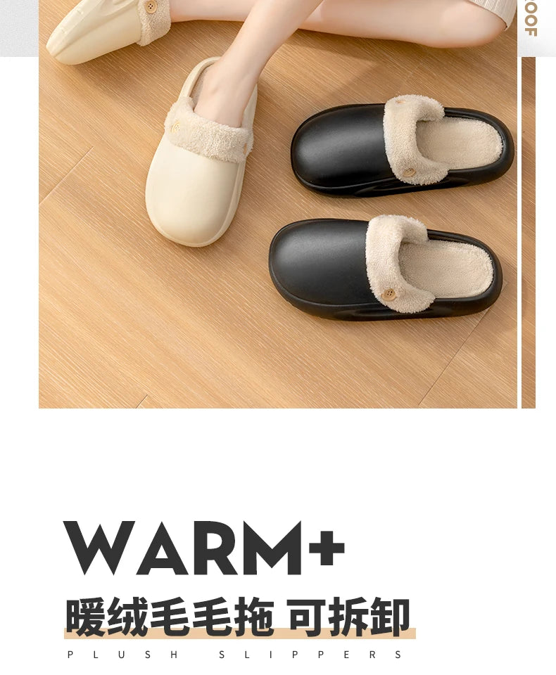 Winter Waterproof Warm Plush Slippers for Young People,Women,Men