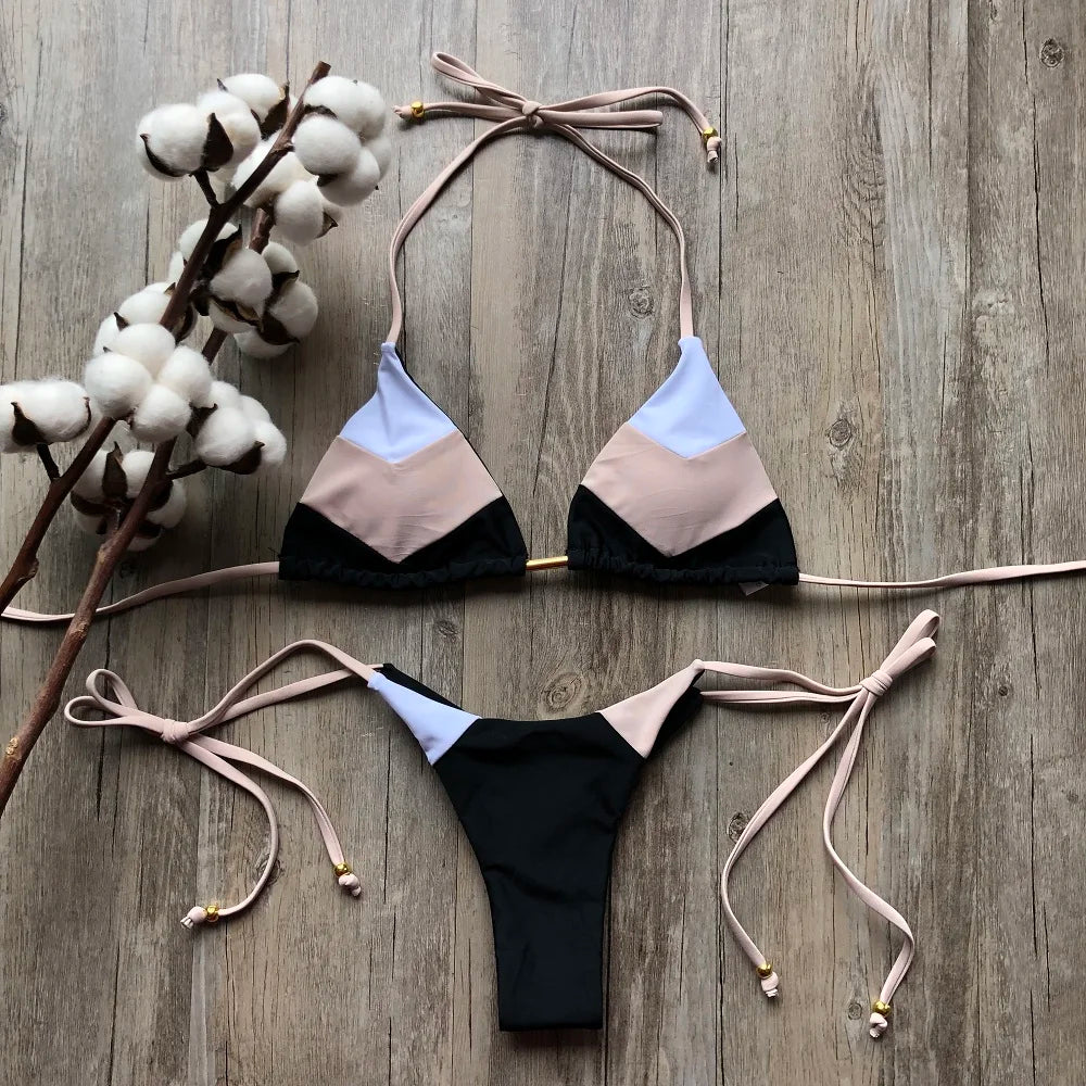 2023 Sexy Bikini Multicolor Swimsuit Women Swimwear Push Up Ribbed Bikini Set Brazilian Bathing Suit Beach Wear Bather Biquini