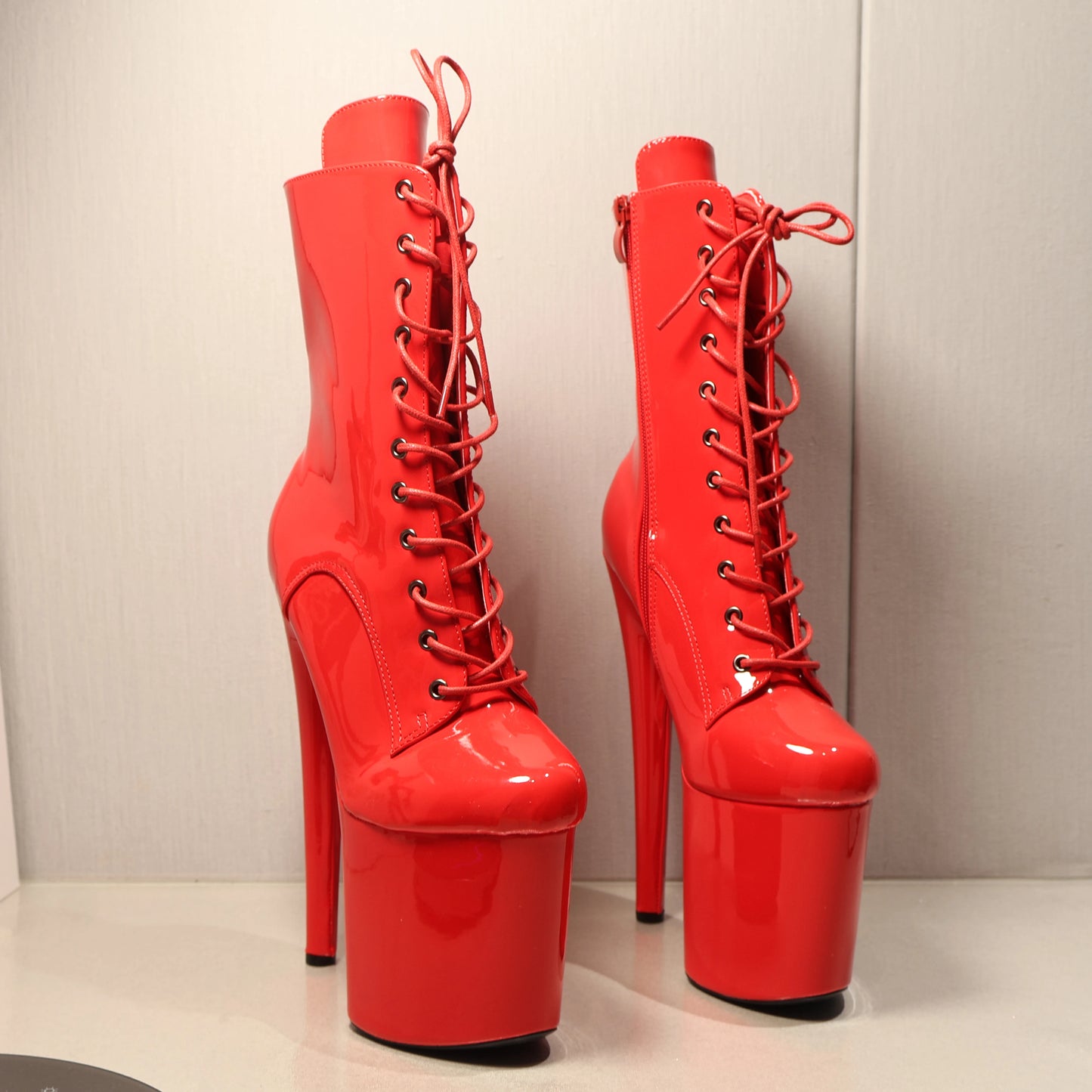 New 20cm/8Inchs Ankle boots for Women Heels Platform Lace Up Pole Dance Stripper Shoes Short Boot Spring Autumn Large Size 44