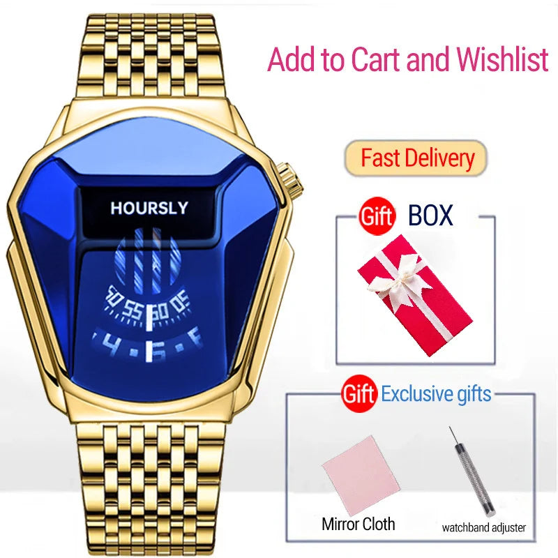 Men Wrist Watch Gold Luxury Brand Top Stainless Steel Band Fashion Quartz Watches for Men 2025 Relogio Masculino Male Clock