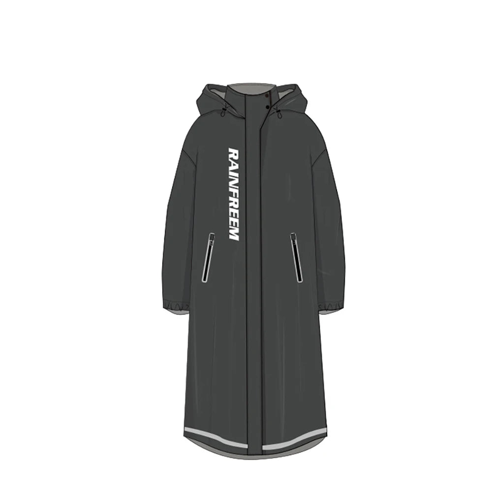 Long Raincoat for Adults, Fashion Trench Coat Waterproof Poncho, Oxford Material Multi-Functional Hooded Cycling Rainwear