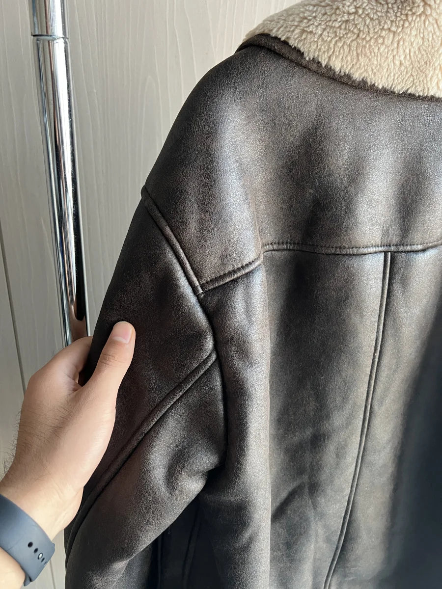 ETJ 2025 Fall/Winter New Arrival Women's ZW Series Double-Sided Collar Oversized Long-Sleeve Jacket Warm Coat 3548246