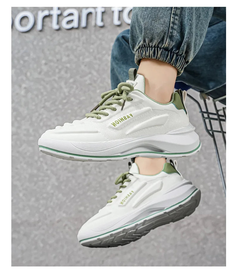 Summer 2026 Men's Thick Sole Sneakers Breathable Casual Running Shoes Streetwear Lightweight Trendy Footwear