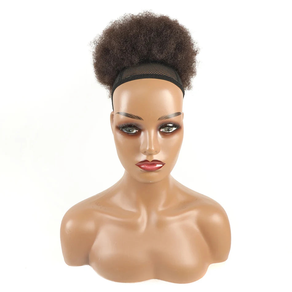 Synthetic Afro Puff Drawstring Ponytail Hair Pieces Clip on Ombre Honey Colored Blonde Kinky Drawstring Curly Ponytail